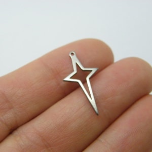 6 Star charms silver stainless steel S93