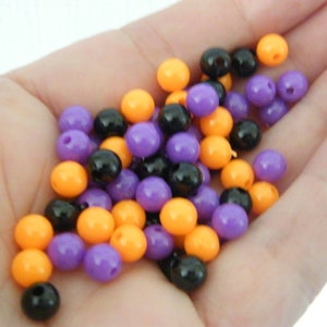 120 Black orange and purple Halloween 6mm random mixed acrylic round beads AB248 SALE 50% OFF image 2