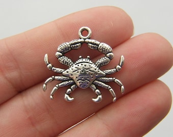 4 Crab charms antique silver tone FF94