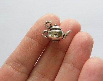 BULK 20 Teapot charms antique silver tone FD48