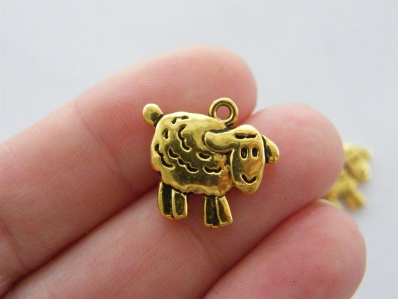BULK 50 Sheep charms antique gold tone GC308