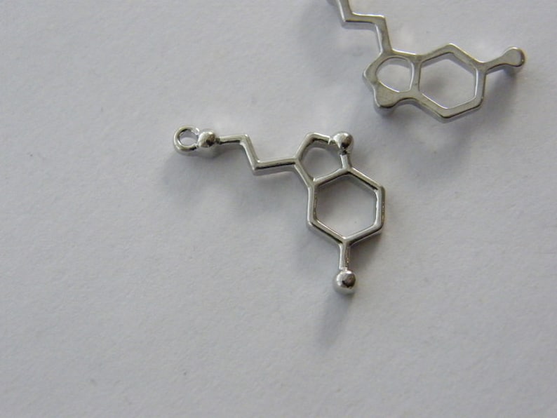 4 Serotonin charms silver tone MD47 image 5