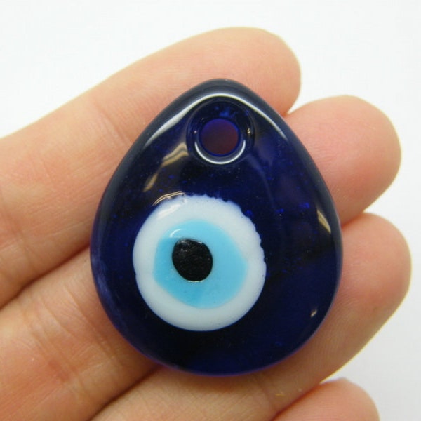 1 Evil eye teardrop pendant hand made lamp work glass I109