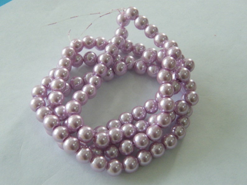 100 Lilac purple imitation pearl glass beads B206