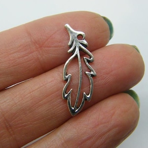 12 Leaf charms antique silver tone L348