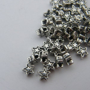 BULK 400 Star spacer beads 4mm antique silver tone S22 image 4