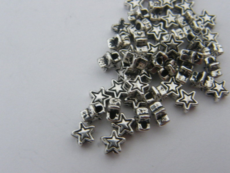 BULK 400 Star spacer beads 4mm antique silver tone S22 image 4