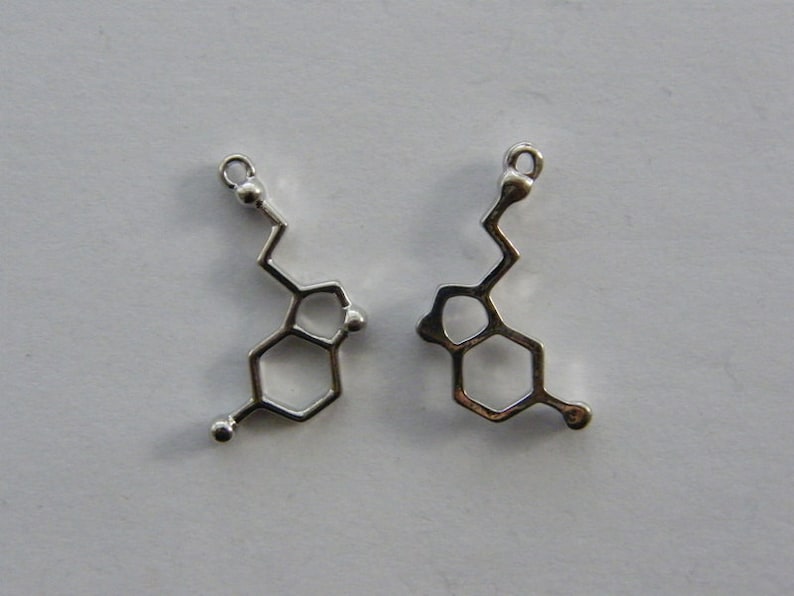 4 Serotonin charms silver tone MD47 image 3