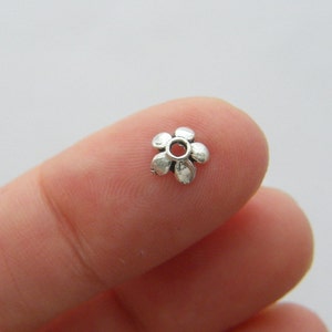 50 Bead caps antique silver tone FS224