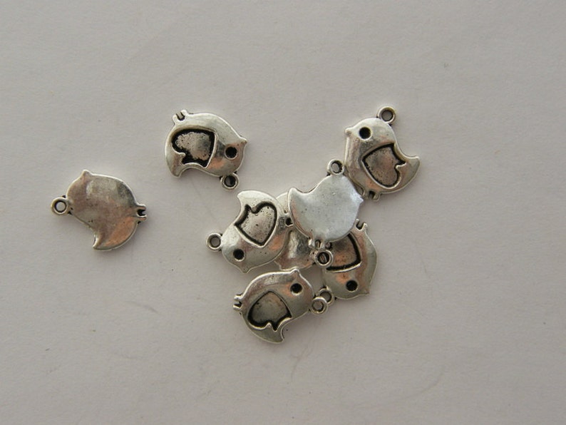 BULK 50 Bird charms antique silver tone B129 image 3