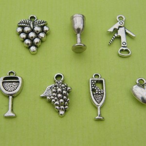 The Love Wine Charms Collection 7 different antique silver tone charms image 2