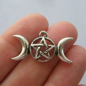 8 Triple Mond Charms antikem Silberton HL240
