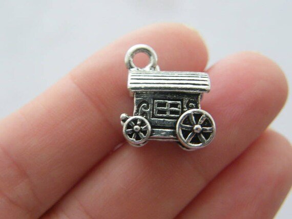 BULK 6 Camper Charms Antique Silver Tone Trailer Caravan