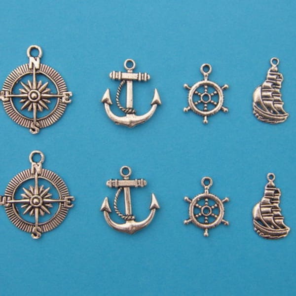 The Nautical Collection - 8 antique silver tone charms