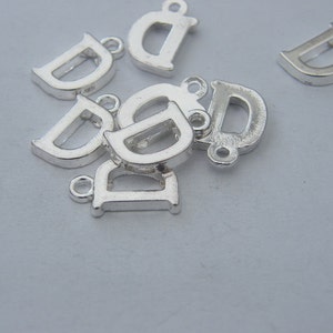 8 Letter D alphabet charms silver plated image 3