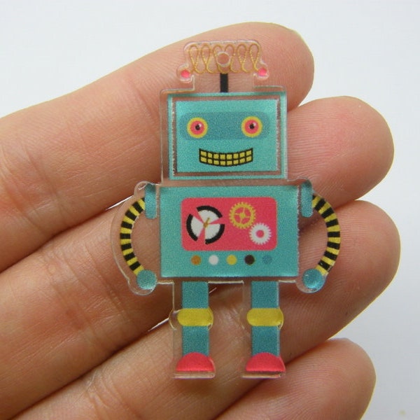 2 Robot pendants blue acrylic P198