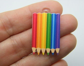 4 Pencils charms rainbow acrylic P155