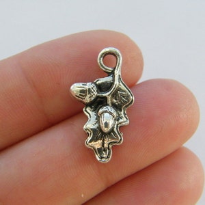 BULK 30 Oak leaf and acorn charms antique silver tone L191