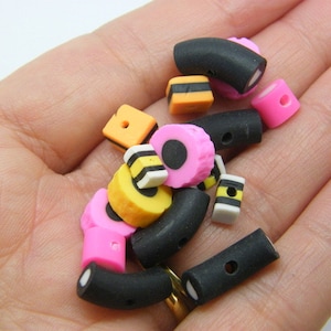 16 Sweets candy liquorice beads random mixed polymer clay FD669