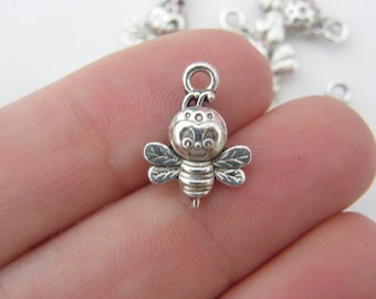 BULK 50 Bee charms antique tibetan silver A318 - SALE 50% OFF
