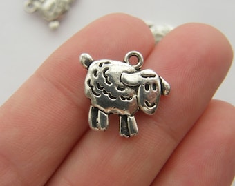 BULK 50 Sheep charms antique silver tone A101