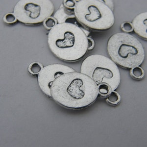 14 Heart charms antique silver tone H40 image 4