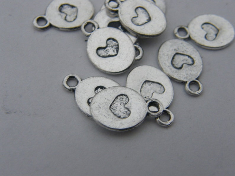 14 Heart charms antique silver tone H40 image 4