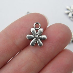 12 Flower charms antique silver tone F4 image 1