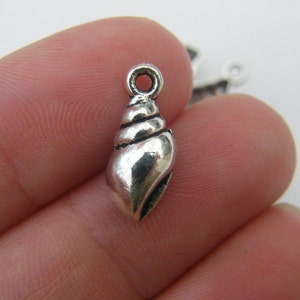 14 Shell charms antique silver tone FF149