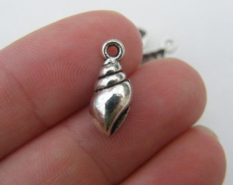 14 Shell charms antique silver tone FF149