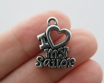 4 I love my sailor charms antique silver tone G72