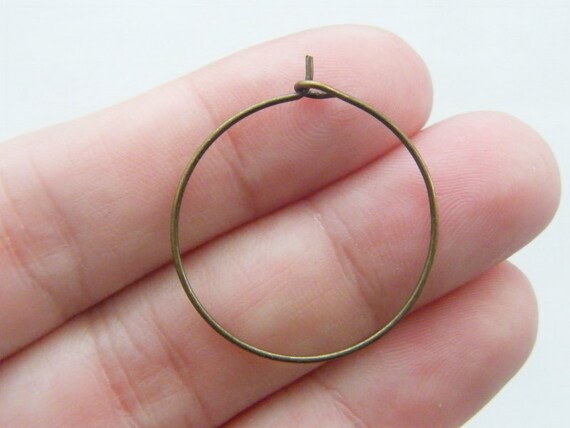 100 Antique Bronze Wine Glass Charm Rings 29mm Earring Hoops Copper metal ring 100 Antique Bronze Wine Glass Charm Rings 29mm Earring Hoops Copper metal ring