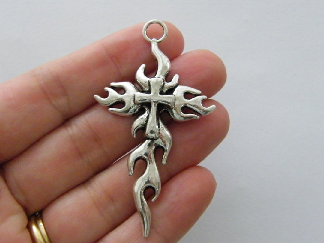 【SOCHARMING】AVEC MOI CLLET★4色 4 Cross Flame Charms Antique Silver Tone C118 - Etsy