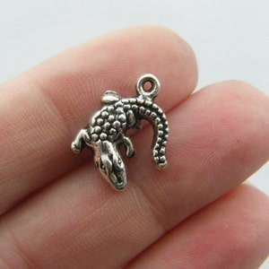 8 Crocodile alligator charms antique silver tone A43