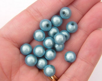 50 Cyan light blue 8mm miracle beads AB125 - SALE 50% OFF