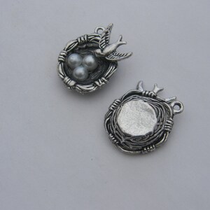 10 Pcs. Slver Plated Shny Brd Charms Pendants - 11mm X 7mm - Small