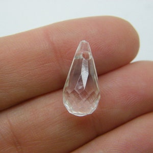 100 Teardrop faceted charms clear transparent acrylic M524