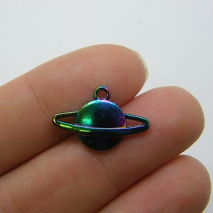 8 Saturn planet charms multi colour tone S83