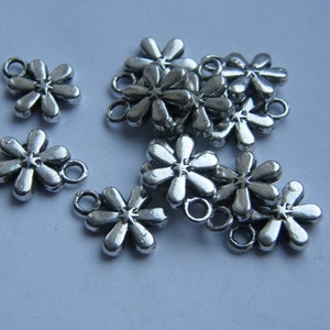 12 Flower charms antique silver tone F4 image 5