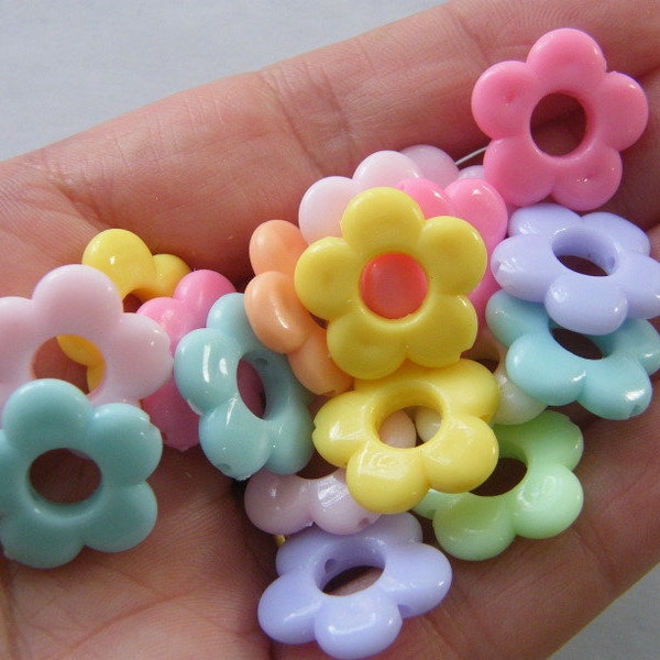 50 Flower bead frames  random mixed acrylic BB491 - SALE 50% OFF