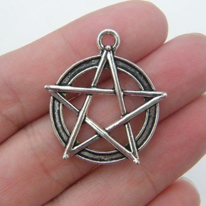 4 Pentagram pendants antique silver tone HC88