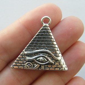 12 Pyramid charms antique silver tone WT68