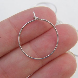 BULK  100 Wine glass charm hoops 25 x 20mm silver tone FS42 - SALE 20% OFF