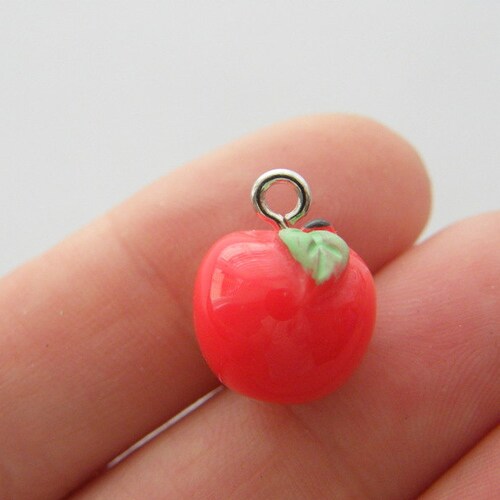 BULK 20 Red Apple Charms Resin FD291 Etsy