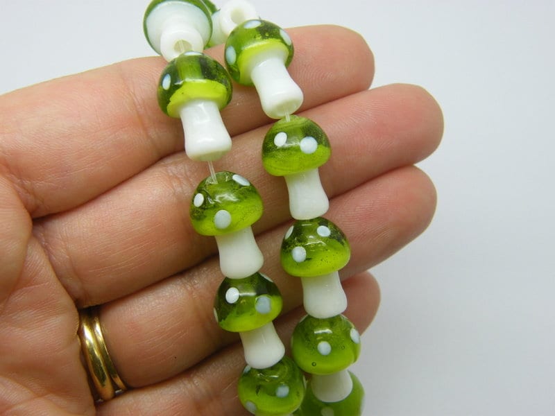 Handmade Glass Lampwork Mushroom Beads - 13mm Cute Mushrooms with Happ –  Delish Beads