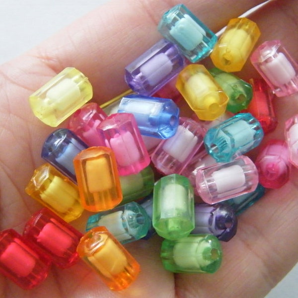 80 Beads faceted 12 x 8mm random mixed acrylic BB484