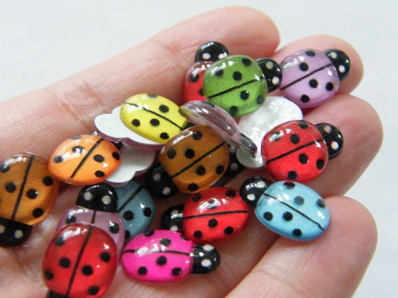 20 cabochons embellissement Coccinelle résine A867 image 2