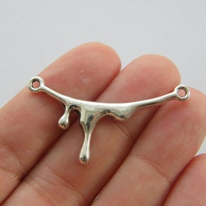 6 Dripping blood connector charms antique silver tone HC52