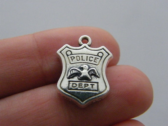 BULK 20 Police dept charms antique silver tone G59