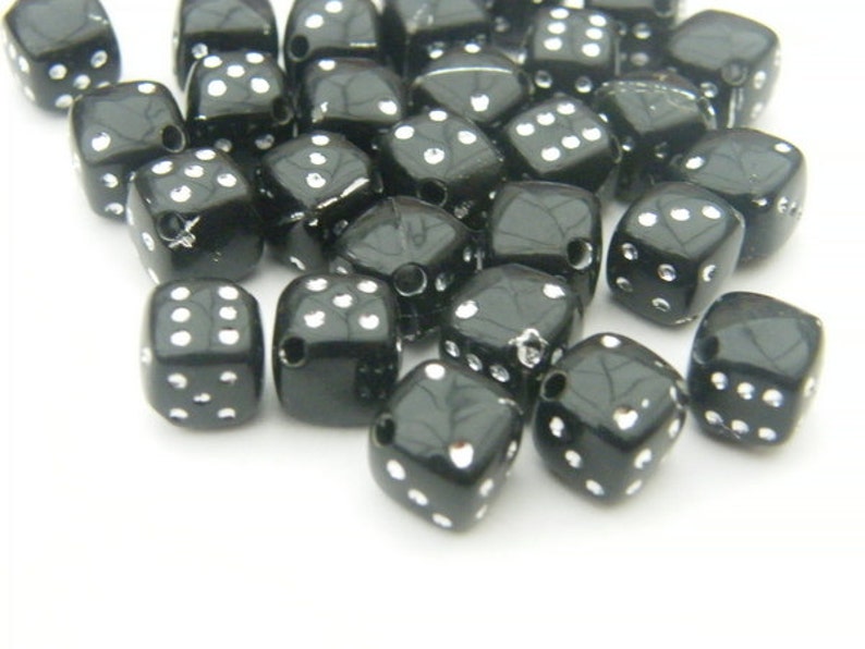 100 Acrylic Black Dice Beads 9 X 9mm AB20 Etsy